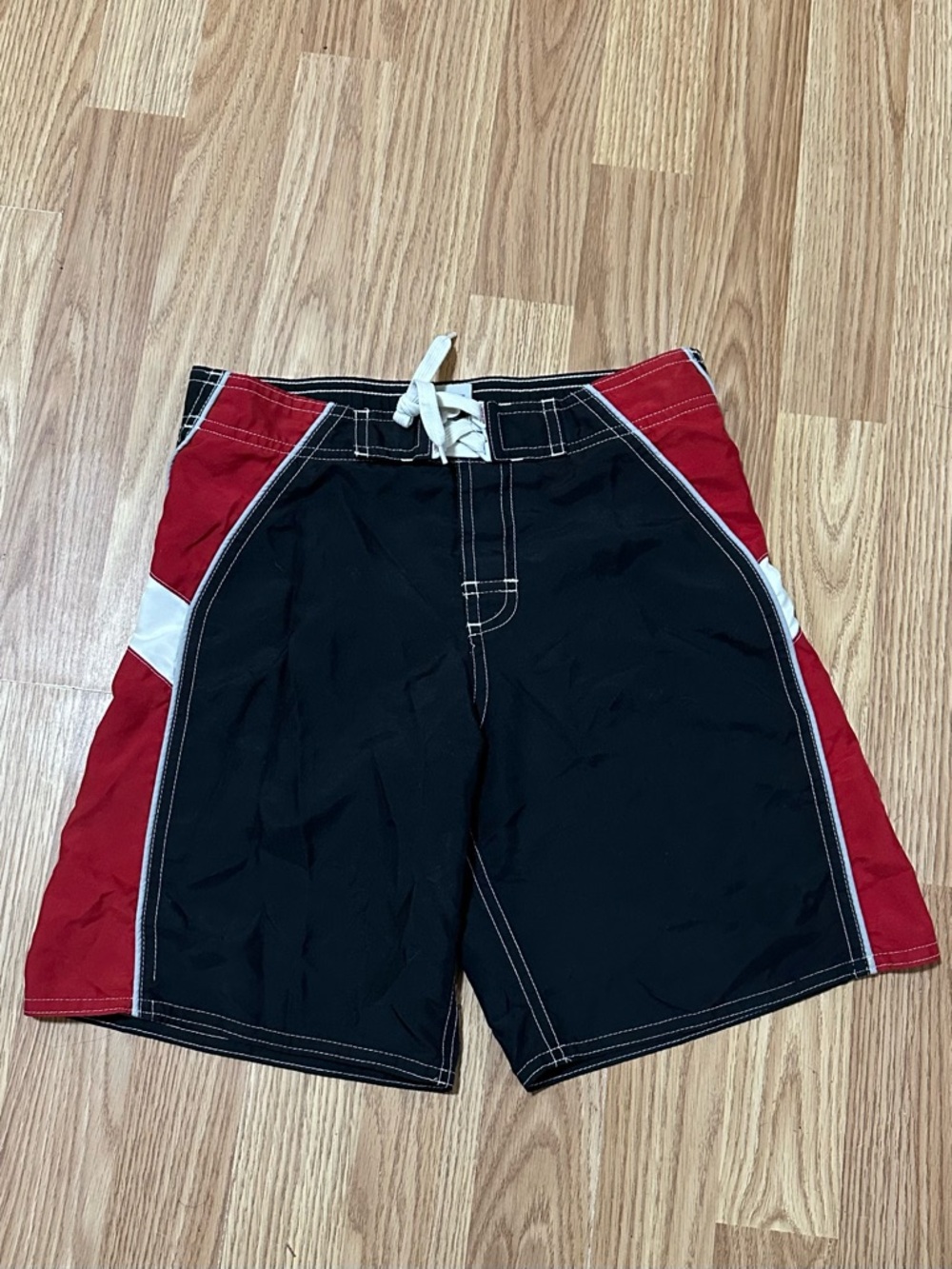 Old Navy Blue & Red Swim Trunks w/White Accents & Mesh Liner - Size Youth Small